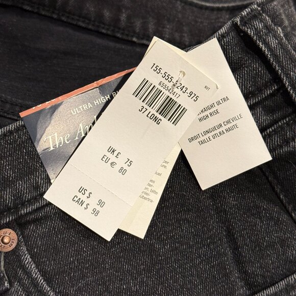 Abercrombie & Fitch Jeans Ankle Straight Ultra High Rise Black Curve Love Sz 37L - Picture 6 of 15